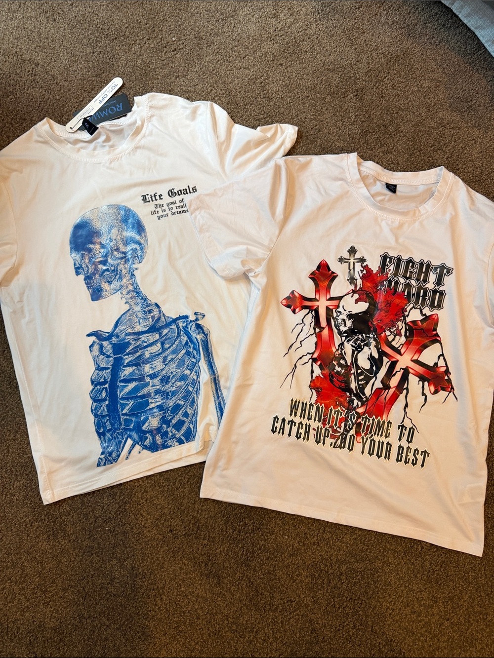 White Graphic with Skeleton Print Bundle
